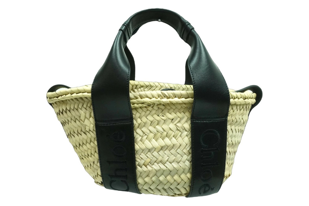 Chloe Sense Handbag Basket Bag Shoulder Beige Black